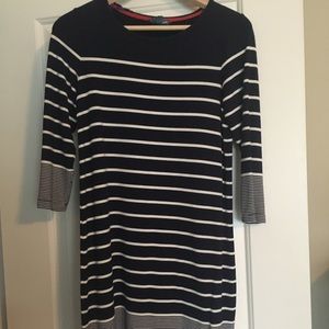 Jersey knit dress. Striped spring dress.